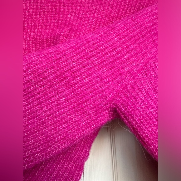 GANNI oversized hot pink v-neck tunic sweater size small - Picture 13 of 15
